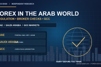 Forex regulation in Arab countries infographic with regional market and broker compliance checklist